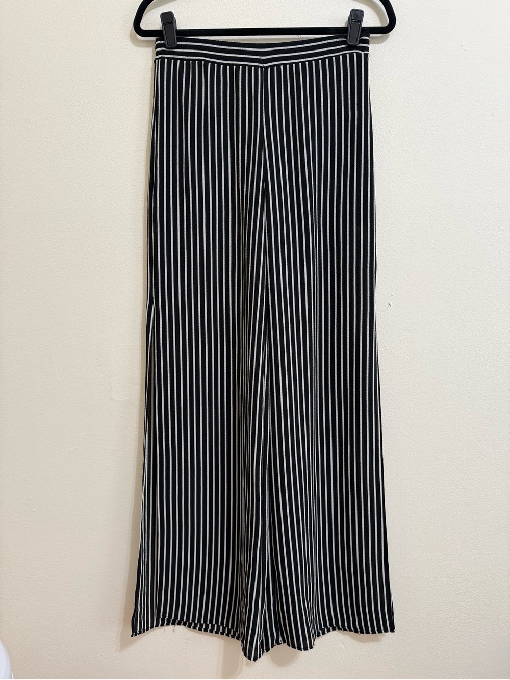 Aqua Wide Leg Black & White Striped Pants